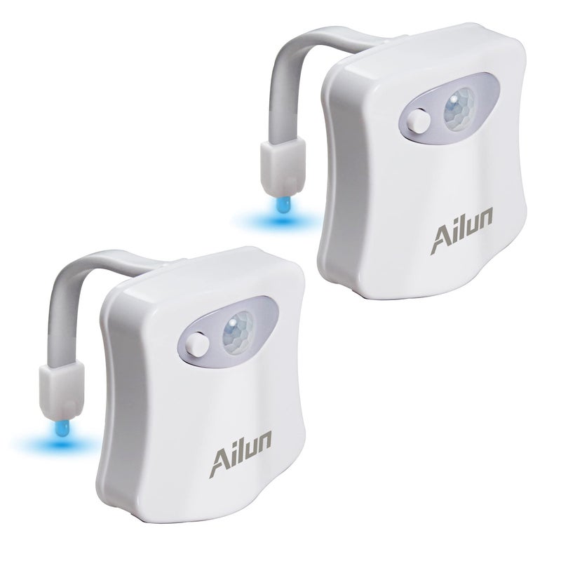 Ailun Toilet Night Light 2Pack by Ailun Motion Sensor Activated LED Light 8 Colors Changing Toilet Bowl Illuminate Nightlight for Bathroom Battery Not Included Perfect with Water Faucet Light - Image 2